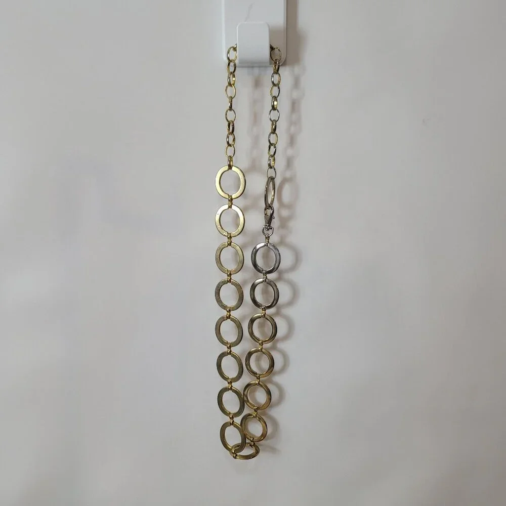 Vintage Gold-Tone Chain Link Belt With Circular Ring Accents & Clip Closure